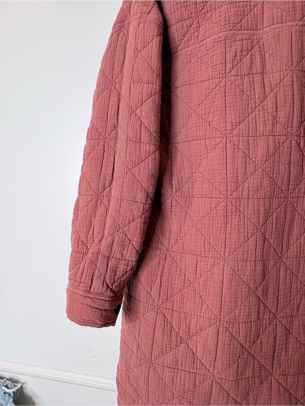 Avec Les Filles Quilted Long quilted farm girl jacket in Dusty Rose - Picture 8 of 16